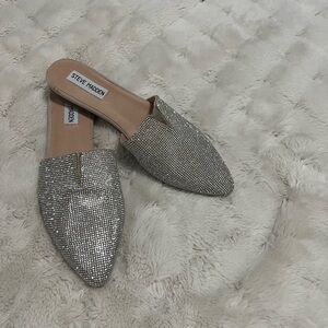 Steve Madden Silver Glitter Mules